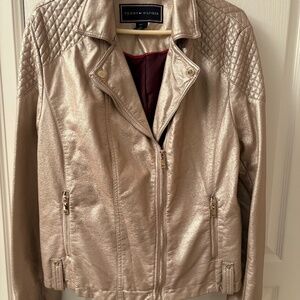 Tommy Hilfiger Women’s Moto jacket, blush pink metallic XL